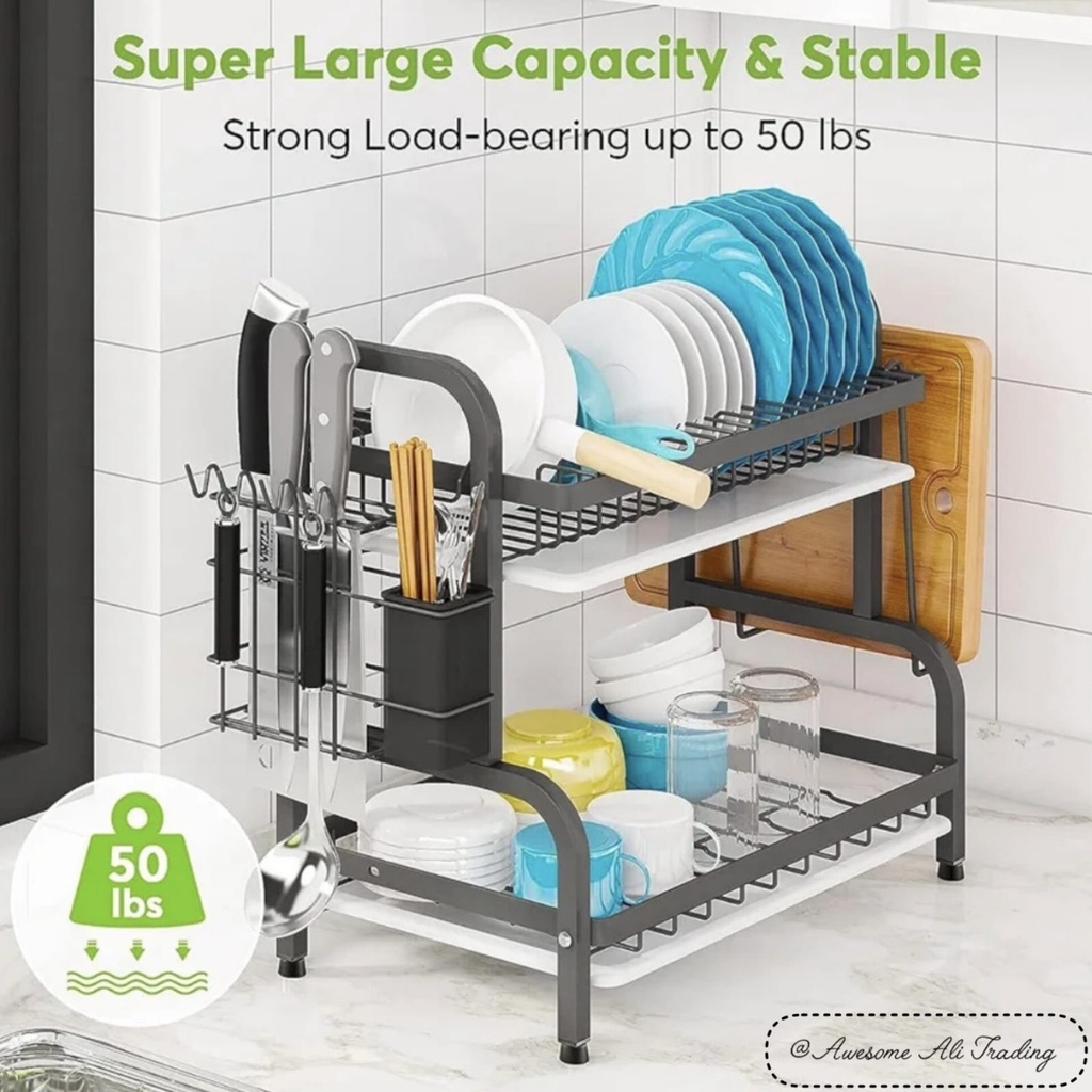 2 tier dish drainer rack
