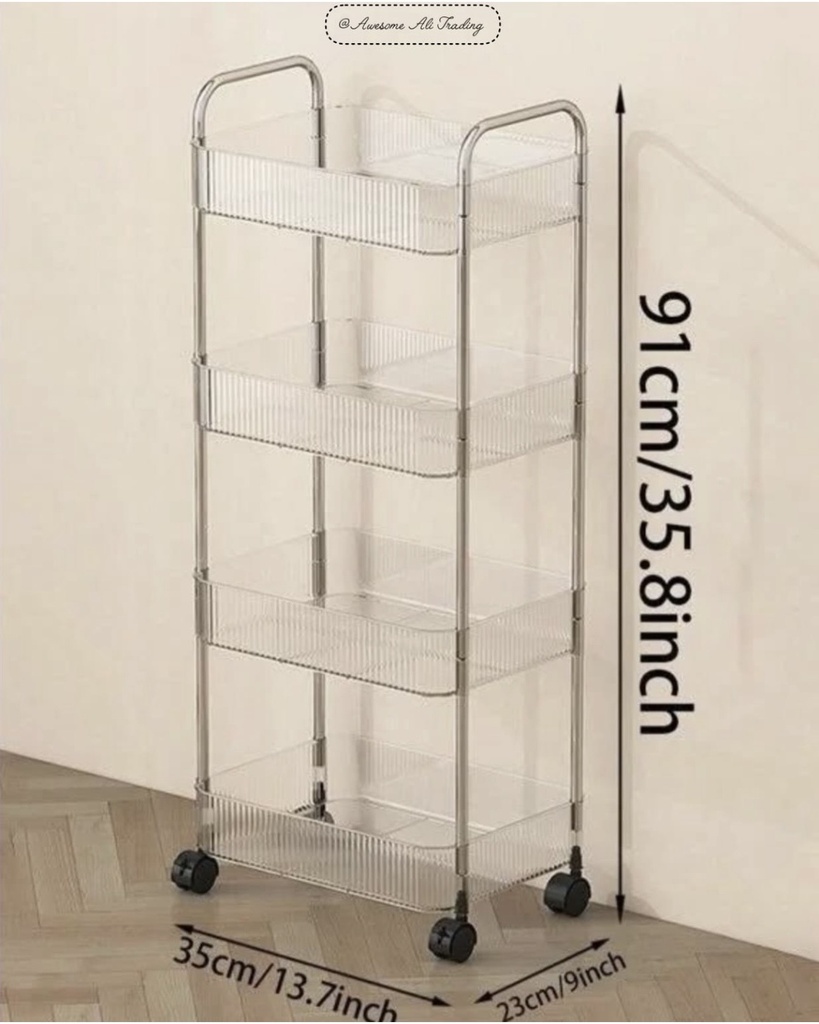 Clear acrylic storage cart