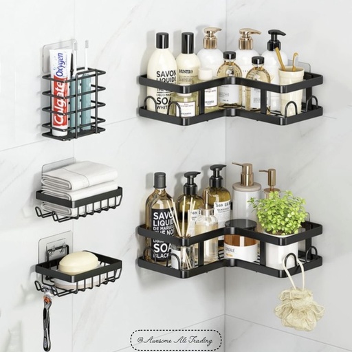 5pcs Stainless Steel Shower Rack
